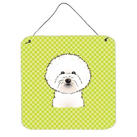 MICASA Checkerboard Lime Green Bichon Frise Aluminum Metal Wall Or Door Hanging Prints, 6 x 6 In. MI256023